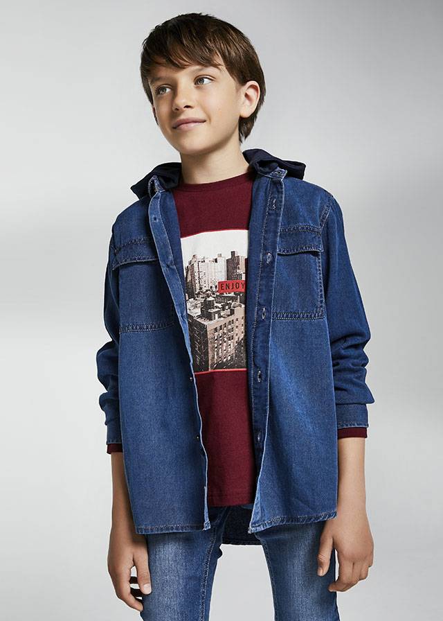 Hooded Denim Overshirt - Piccolini Baby & children's clothing store